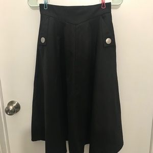 Plain Midi A-Line Skirt Black